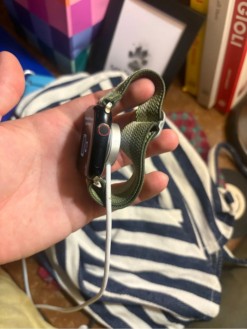 AppleWatch Series 9, NEW CONDITION with Olive Green Woven Band